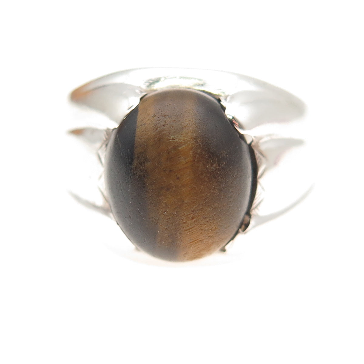 Vargas 925 Sterling Silver Antique Art Deco Real Tiger Eye Ring Size 10.25