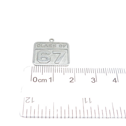 WELLS 925 Sterling Silver Vintage Class of 1967 Minimalist Charm Pendant