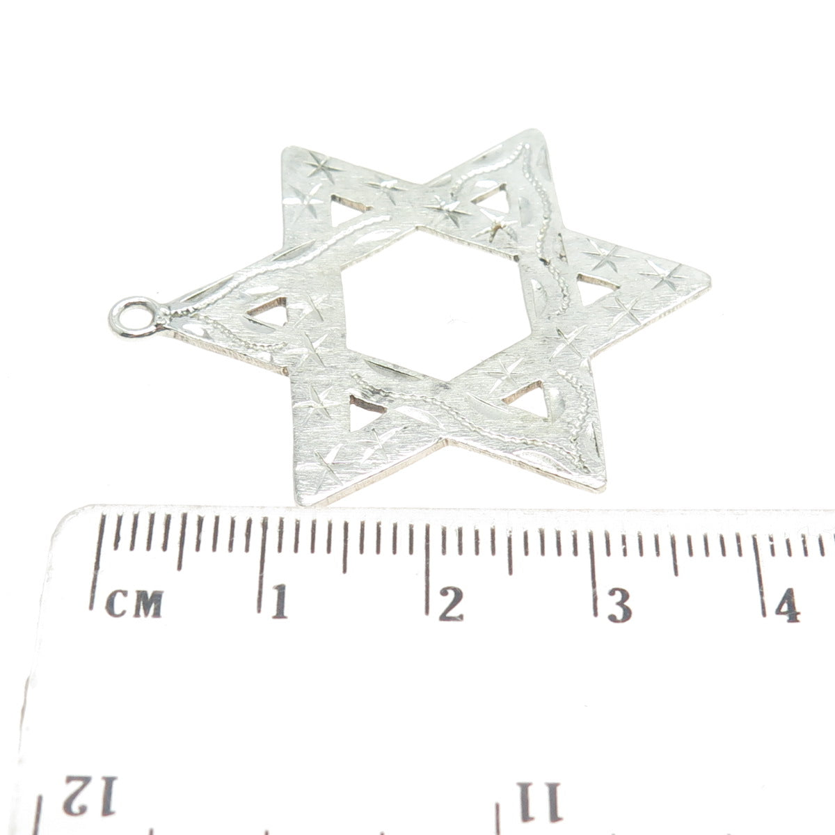 925 Sterling Silver Vintage Star of David Engraved Pendant