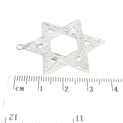 925 Sterling Silver Vintage Star of David Engraved Pendant