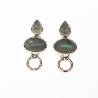 DP Doug Paulus 925 Sterling Vintage Real Labradorite & Moonstone Jacket Earrings