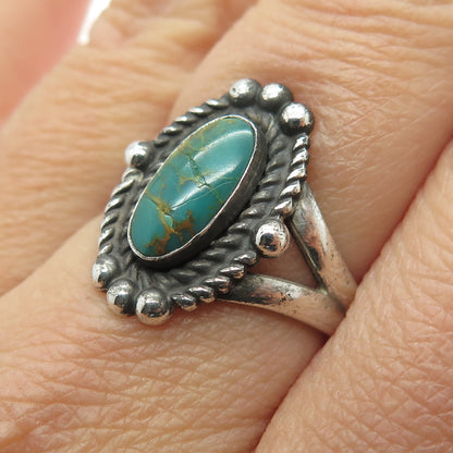 BELL TRADING POST Old Pawn Sterling Silver Vintage Kingman Turquoise Ring Size 8