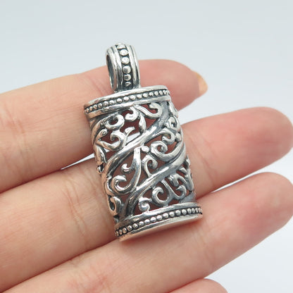 925 Sterling Silver Vintage Ornate Floral Oxidized Pendant