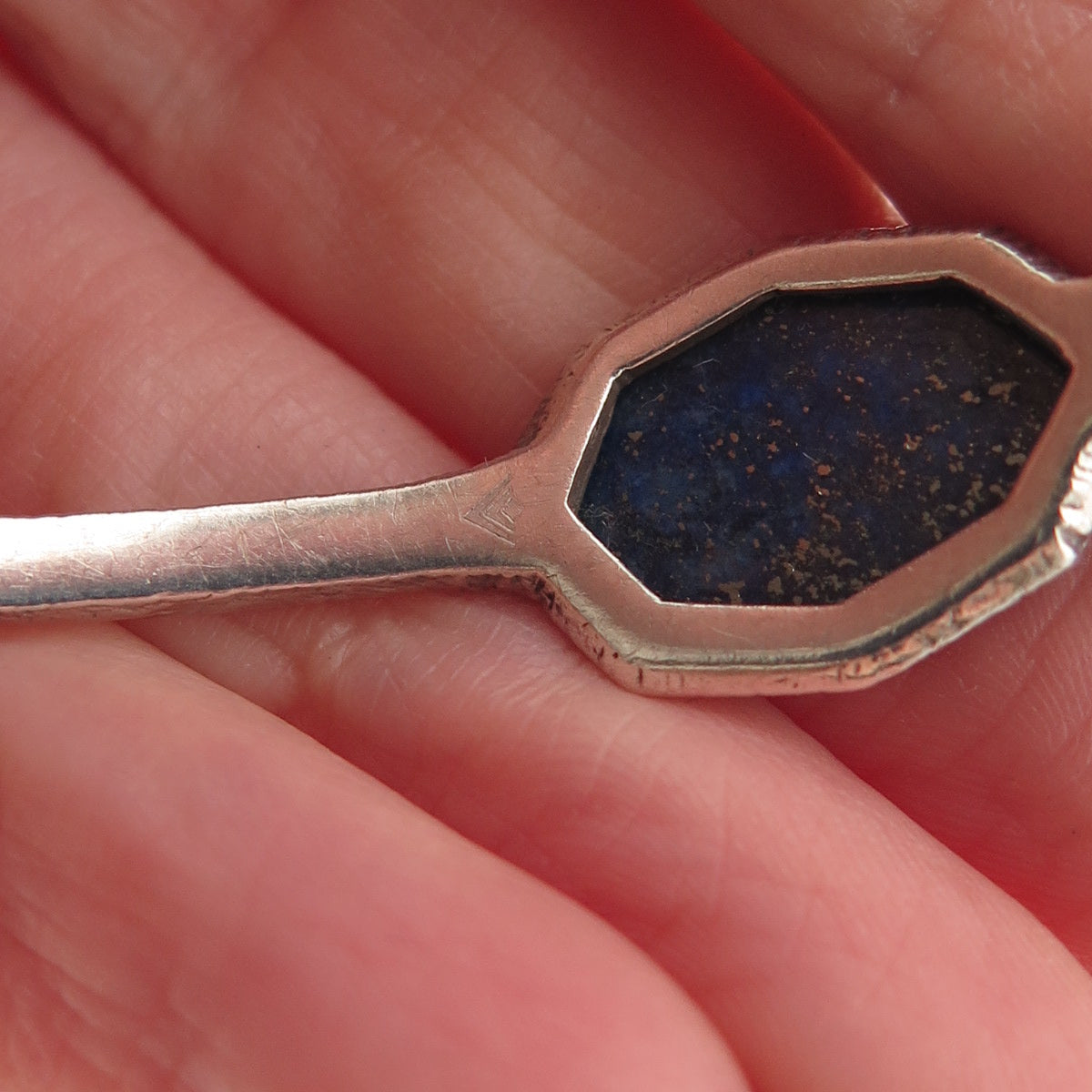 SILPADA 925 Sterling Vintage Chalcedony Lapis Starry Night Bangle Bracelet 8.25"