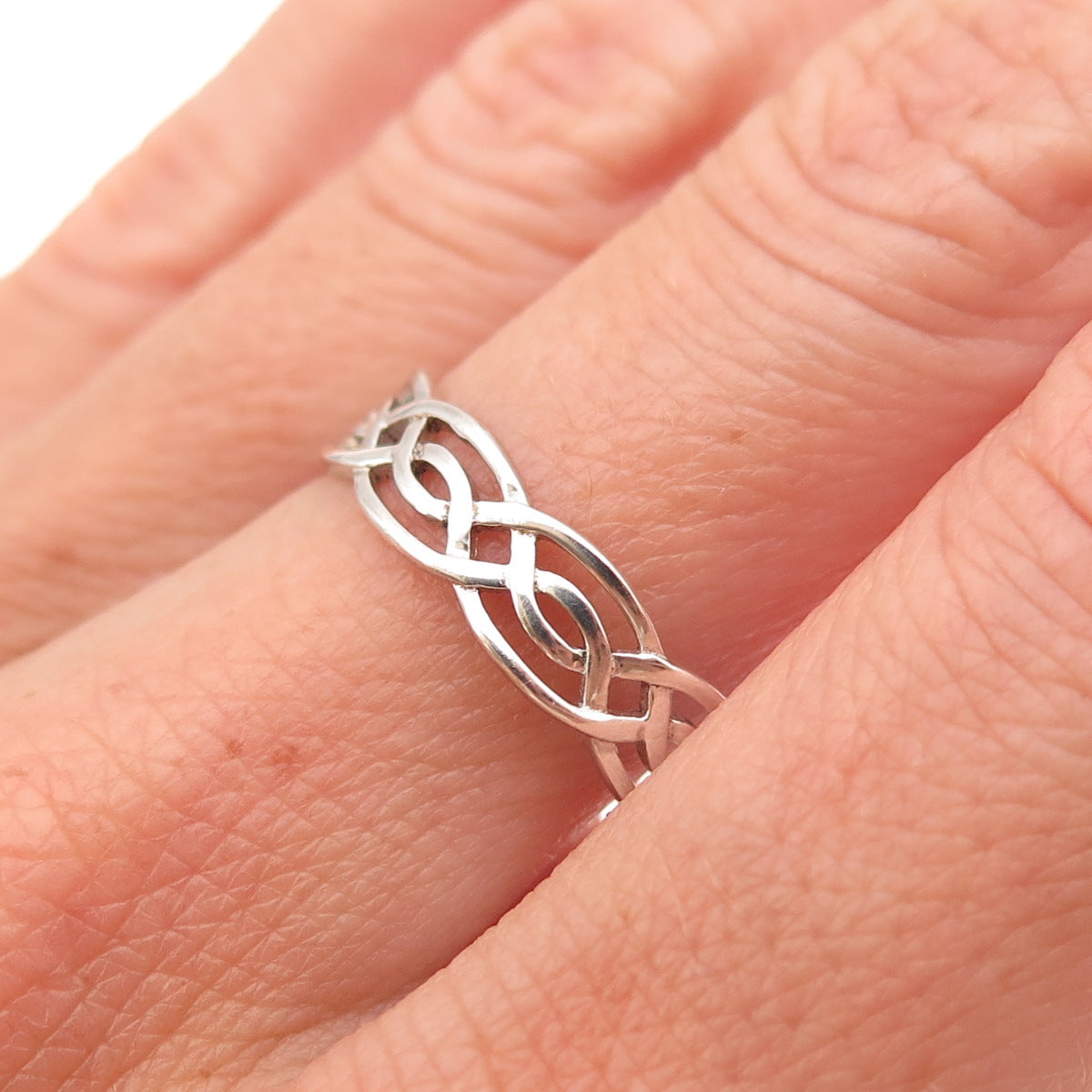 925 Sterling Silver Vintage Woven Band Ring Size 9.25