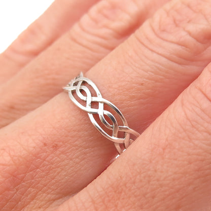 925 Sterling Silver Vintage Woven Band Ring Size 9.25