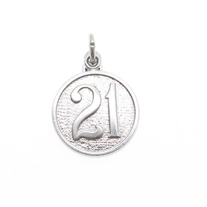 WELLS 925 Sterling Silver Vintage 21 Plus Minimalist Charm Pendant