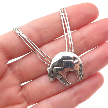 Shube 925 Sterling Silver Vintage Southwestern Bear Liquid Chain Necklace 16-20"
