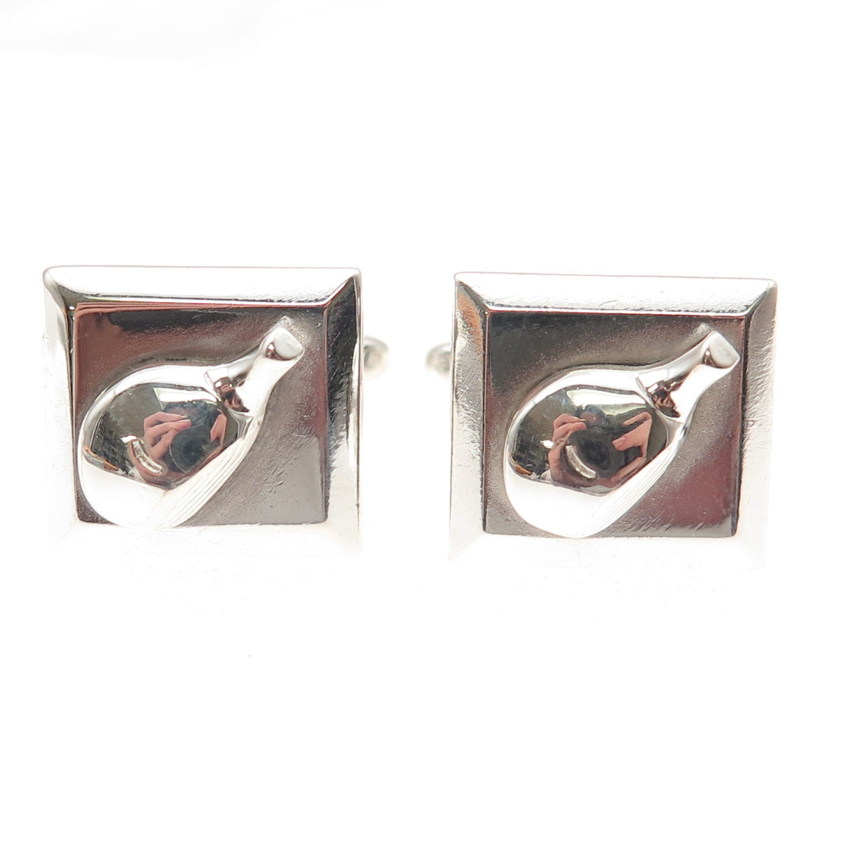 925 Sterling Silver Front Vintage Golf Club Cufflinks