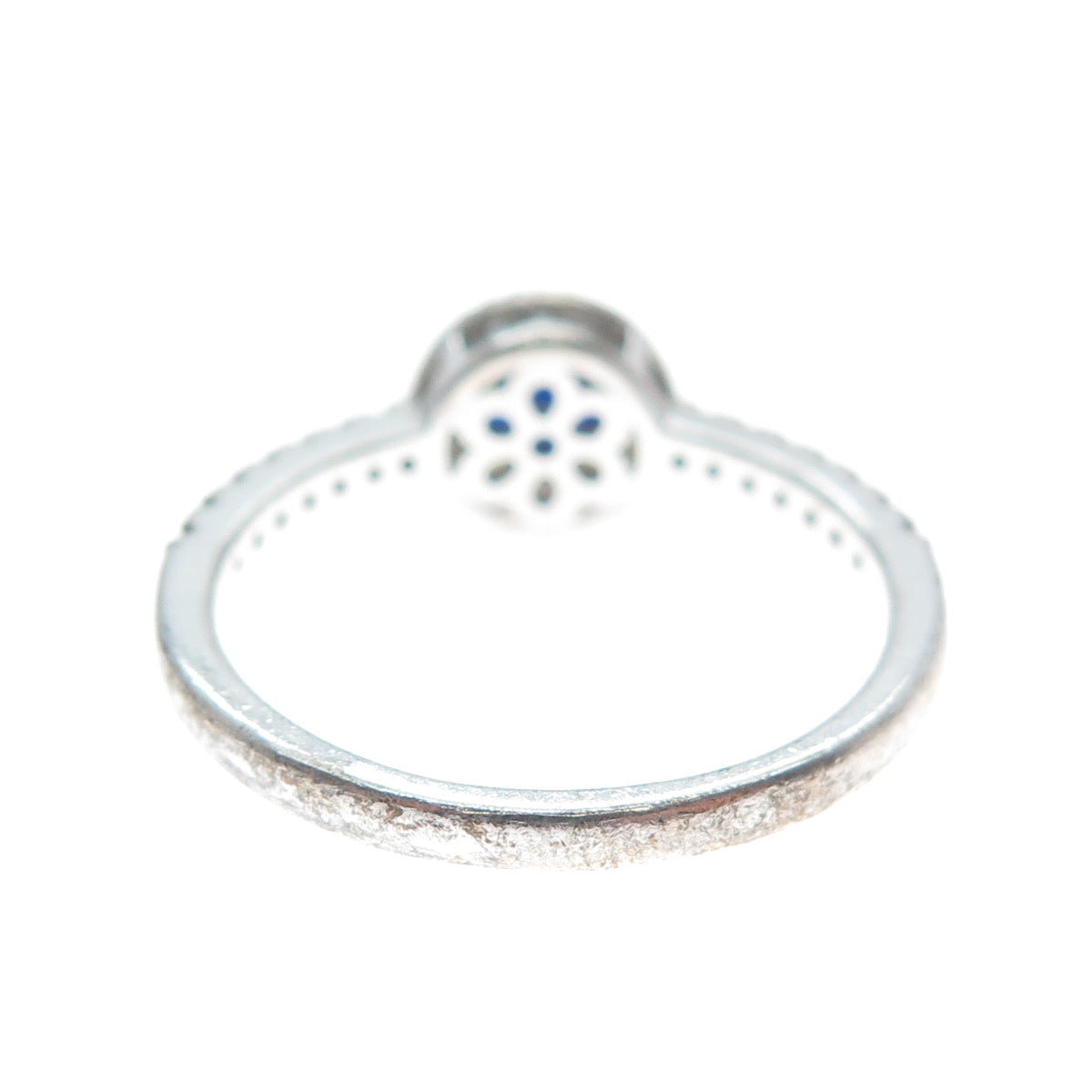 925 Sterling Silver Round-Cut Blue & White C Z Ring Size 10.25