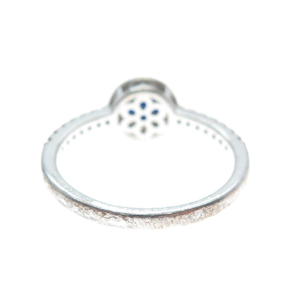 925 Sterling Silver Round-Cut Blue & White C Z Ring Size 10.25