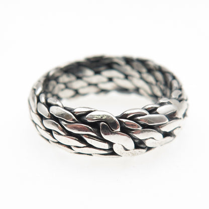 925 Sterling Silver Vintage Braided Oxidized Band Ring Size 7.25
