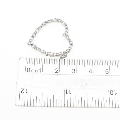 925 Sterling Silver Radiant & Round-Cut C Z Heart Slide Charm Pendant