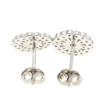 925 Sterling Silver Round-Cut Shaped C Z Snowflake Stud Earrings