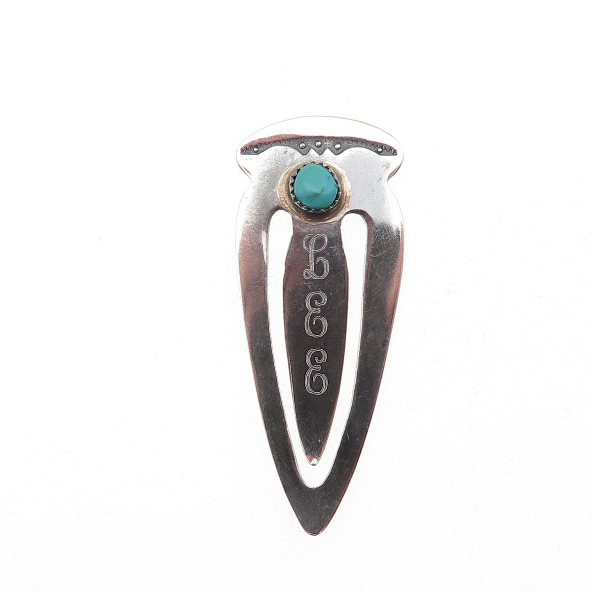 Old Pawn Sterling Silver Vintage Southwestern Turquoise LEE Monogram Bookmark