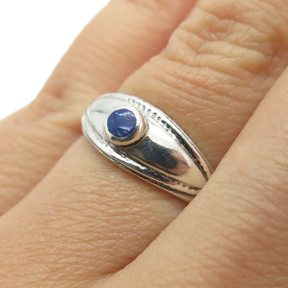 925 Sterling Silver Vintage Real Lapis Lazuli Eye Ring Size 7