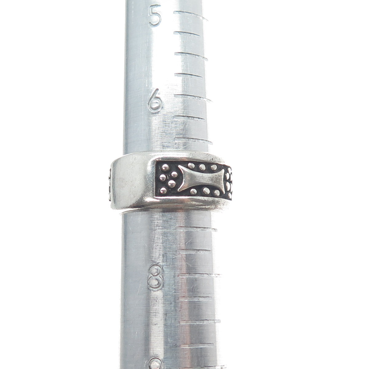 LABELLE 925 Sterling Silver Vintage Modernist Oxidized Band Ring Size 7.25
