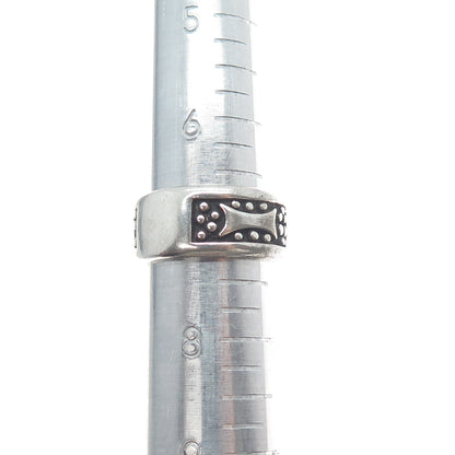 LABELLE 925 Sterling Silver Vintage Modernist Oxidized Band Ring Size 7.25