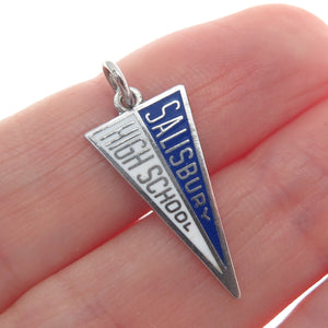 ART'S ELEGANCE Sterling Silver Vintage Enamel Salisbury High School Mini Pendant
