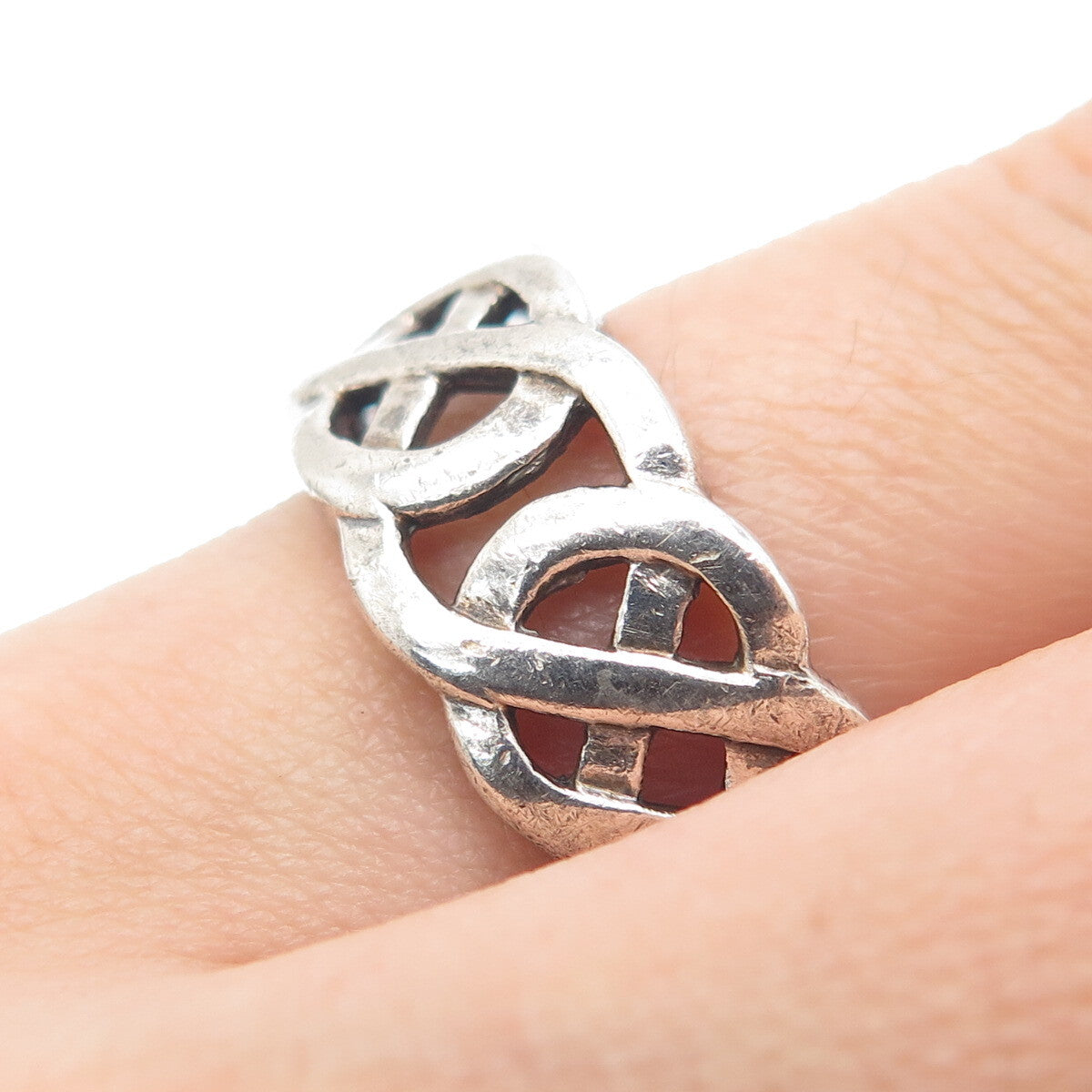 925 Sterling Silver Vintage Celtic Knot Oxidized Band Ring Size 11.25