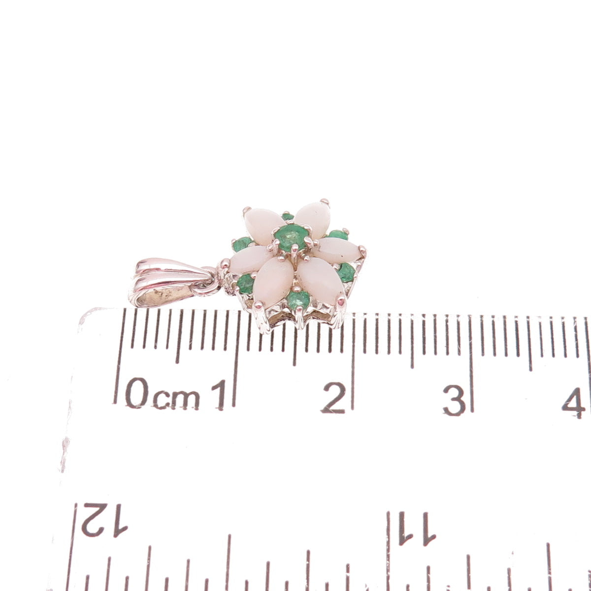 CNA Pranda 925 Sterling Silver Vintage Real Emerald & Opal Floral Charm Pendant