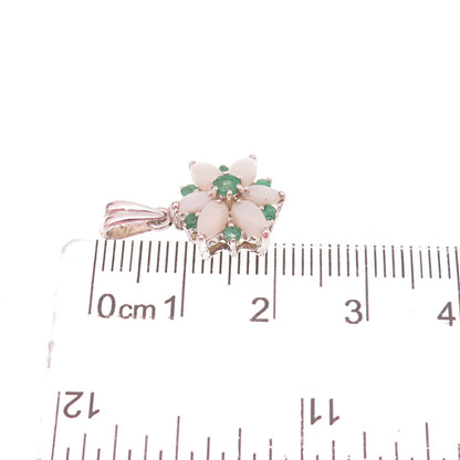 CNA Pranda 925 Sterling Silver Vintage Real Emerald & Opal Floral Charm Pendant