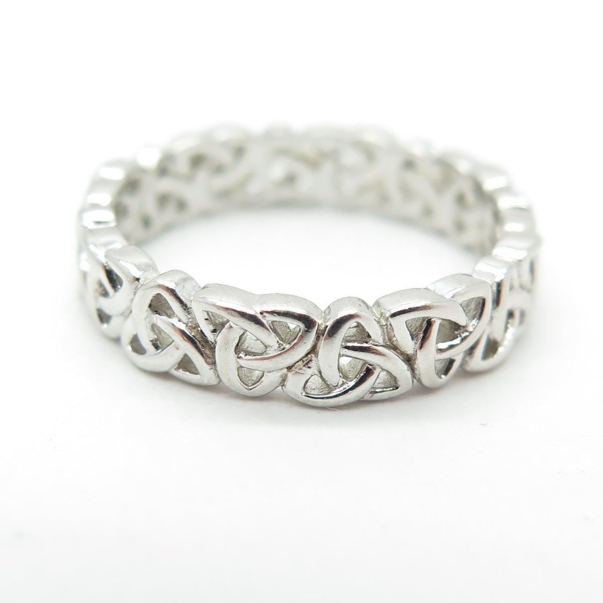 925 Sterling Silver Celtic Trinity Knot Link Band Ring Size 6.25