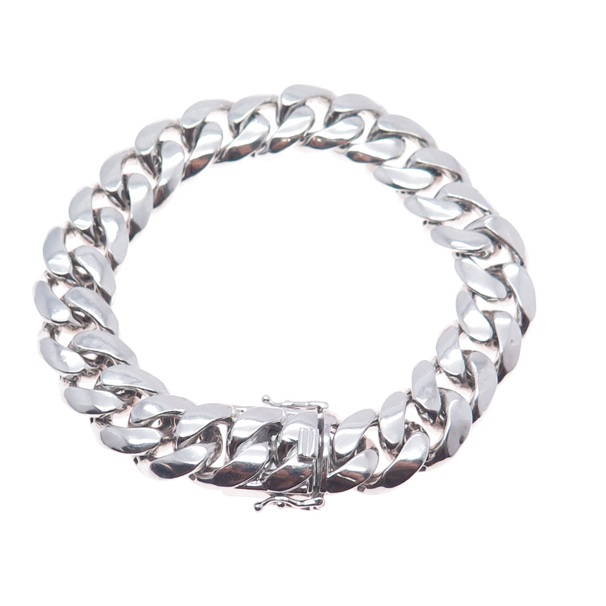 AMINOV 925 Sterling Silver Heavy 53.0g Hollow Cuban Link Bracelet 8.5"