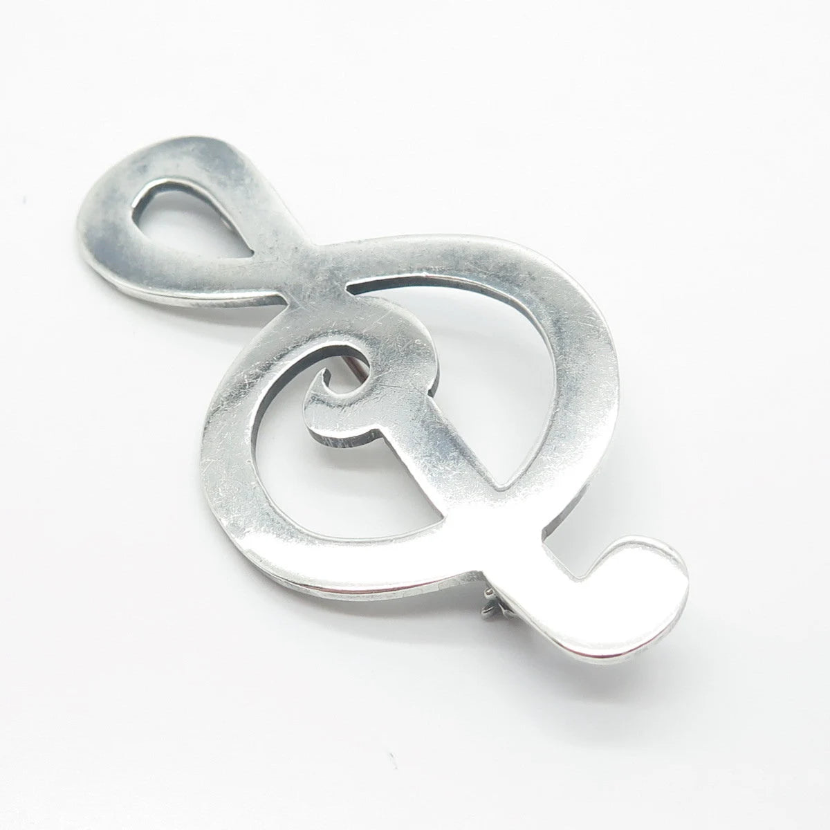 925 Sterling Silver Vintage Mexico Treble Clef Pin Brooch