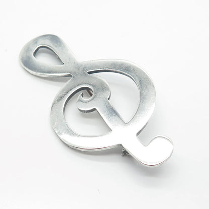 925 Sterling Silver Vintage Mexico Treble Clef Pin Brooch