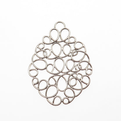 925 Sterling Silver Vintage Modernist Swirl Teardrop Pendant