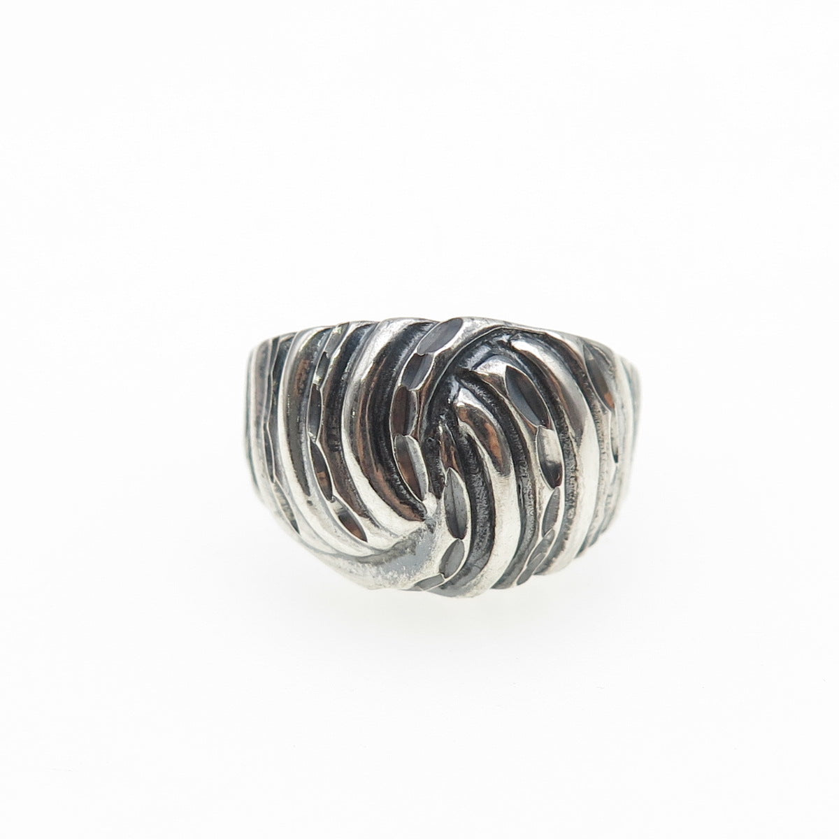 925 Sterling Silver Vintage Modernist Yin Yang Oxidized Ring Size 6