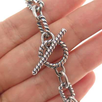 925 Sterling Silver Vintage Cable Link Oxidized Bracelet 7.25"