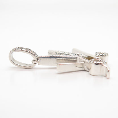 925 Sterling Silver C Z Scissors Pendant