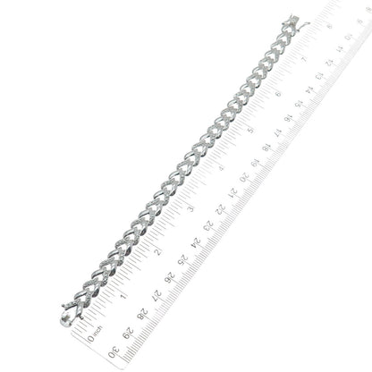 ROSS SIMONS 925 Sterling Silver Diamond Accent Herringbone Link Bracelet 7.25"