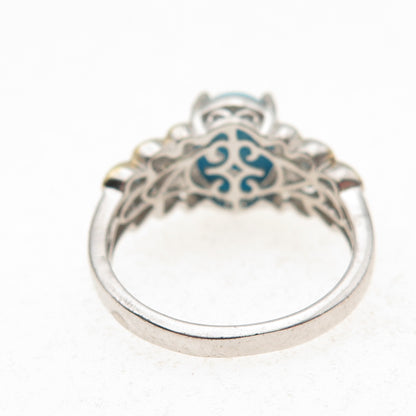 Chuck Clemency Sterling Silver 2-Tone Real Turquoise & Apatite Ring Size 8.25