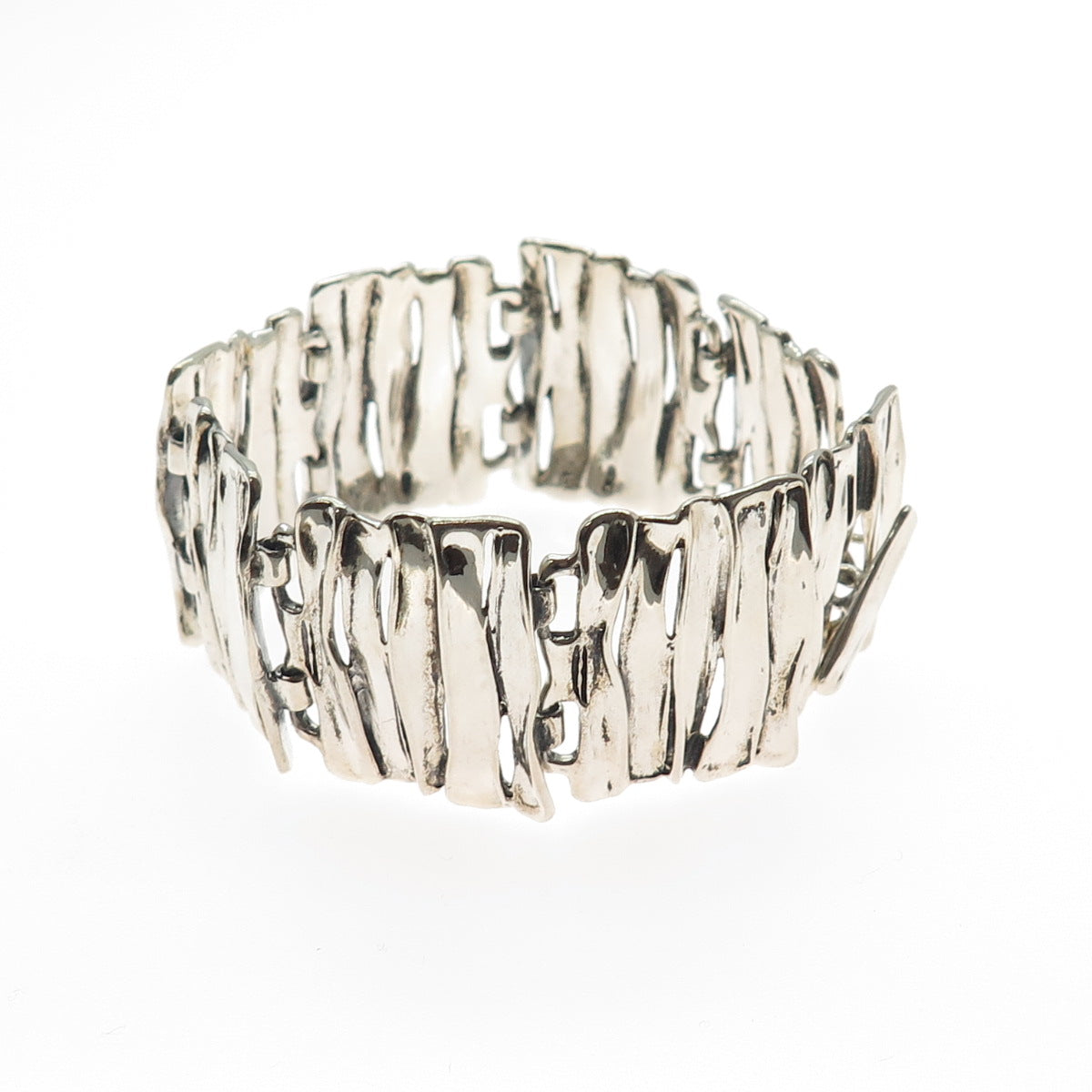 HAGIT GORALI 925 Sterling Silver Vintage Israel Modernist Panel Link Bracelet 6"