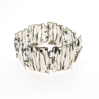 HAGIT GORALI 925 Sterling Silver Vintage Israel Modernist Panel Link Bracelet 6"