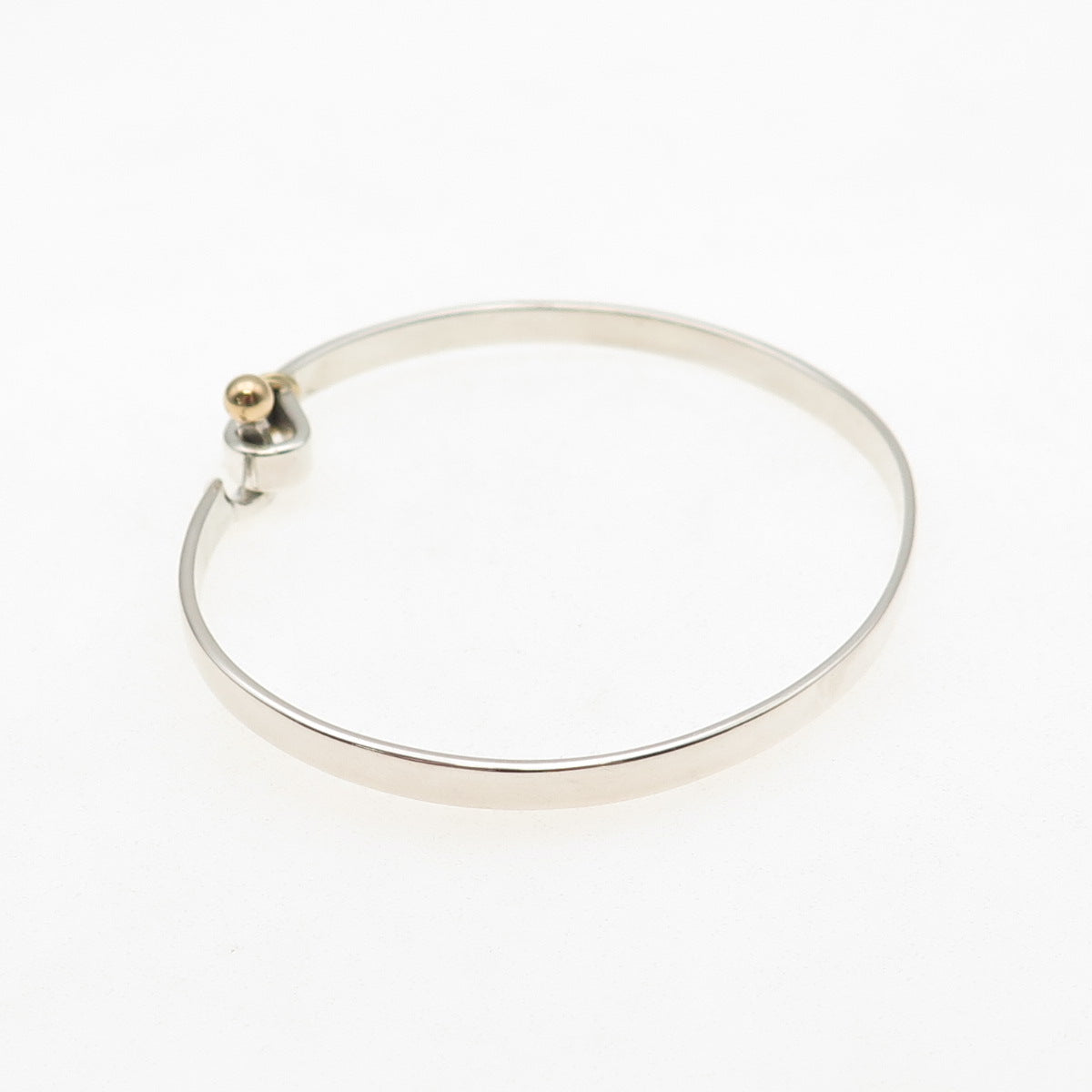 TIFFANY & CO. 925 Sterling Silver 18K Gold Vintage Hook Bangle Bracelet 6.25"