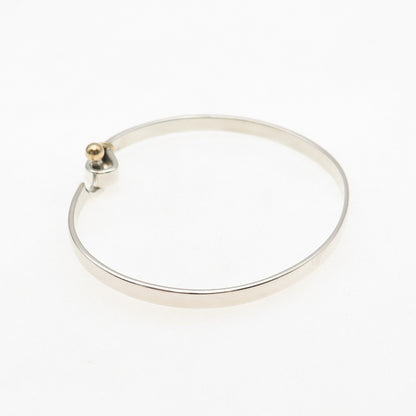 TIFFANY & CO. 925 Sterling Silver 18K Gold Vintage Hook Bangle Bracelet 6.25"