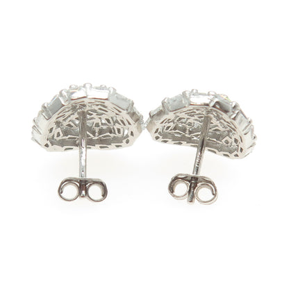 925 Sterling Silver Tapered Baguette-Cut Shaped C Z Stud Earrings