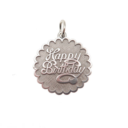 BEAU 925 Sterling Silver Vintage Happy Birthday Charm Pendant