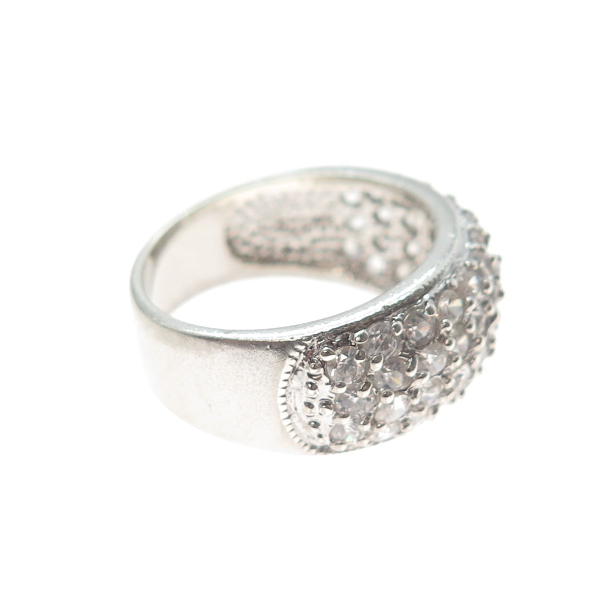 925 Sterling Silver Round-Cut C Z Cluster Ring Size 7