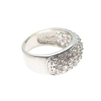 925 Sterling Silver Round-Cut C Z Cluster Ring Size 7