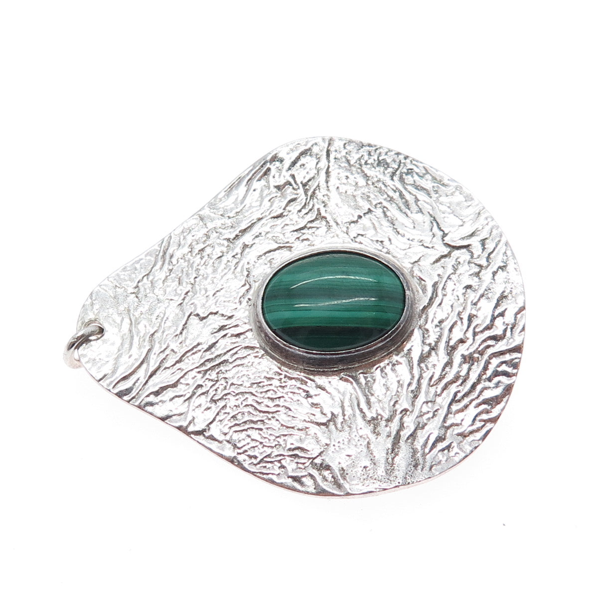 925 Sterling Silver Vintage Malachite & Carnelian Modernist Dual Sided Pendant