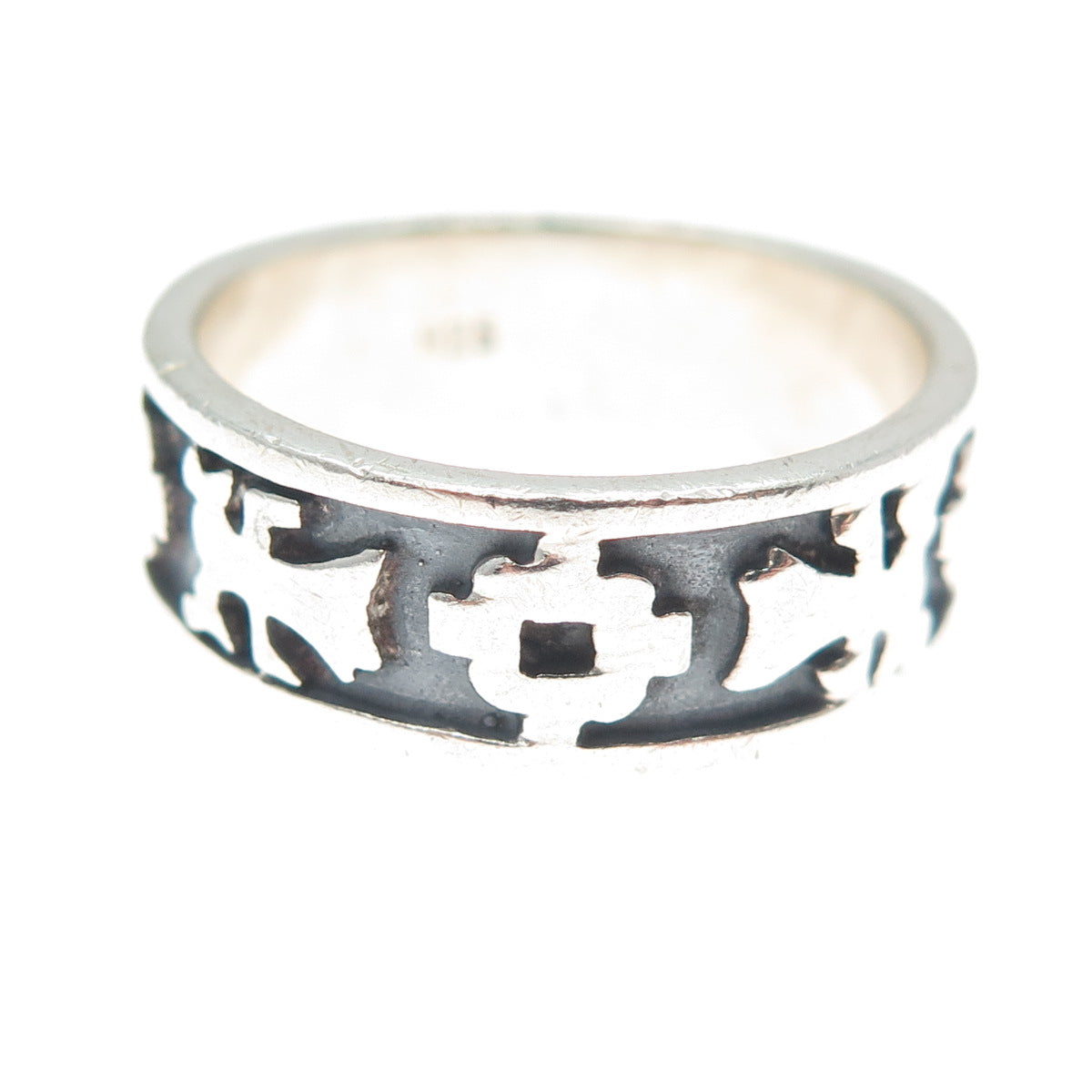 925 Sterling Silver Vintage Ethnic Oxidized Band Ring Size 10