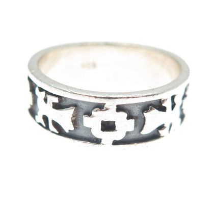 925 Sterling Silver Vintage Ethnic Oxidized Band Ring Size 10
