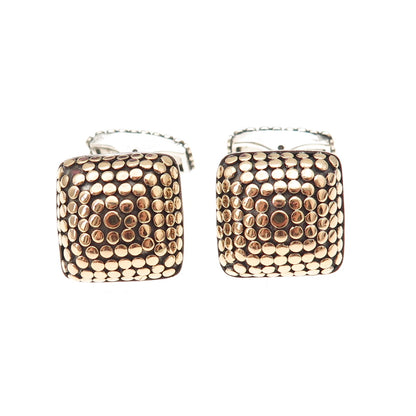 John Hardy 925 Sterling Silver 18K Gold Vintage Dotted Cufflinks (missing part)