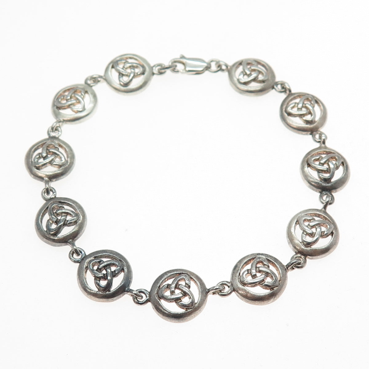 SG SEA GEMS Sterling Silver Vintage Celtic Trinity Knot Oxidized Bracelet 7.5"