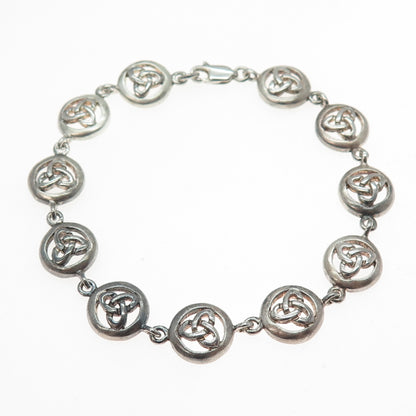 SG SEA GEMS Sterling Silver Vintage Celtic Trinity Knot Oxidized Bracelet 7.5"